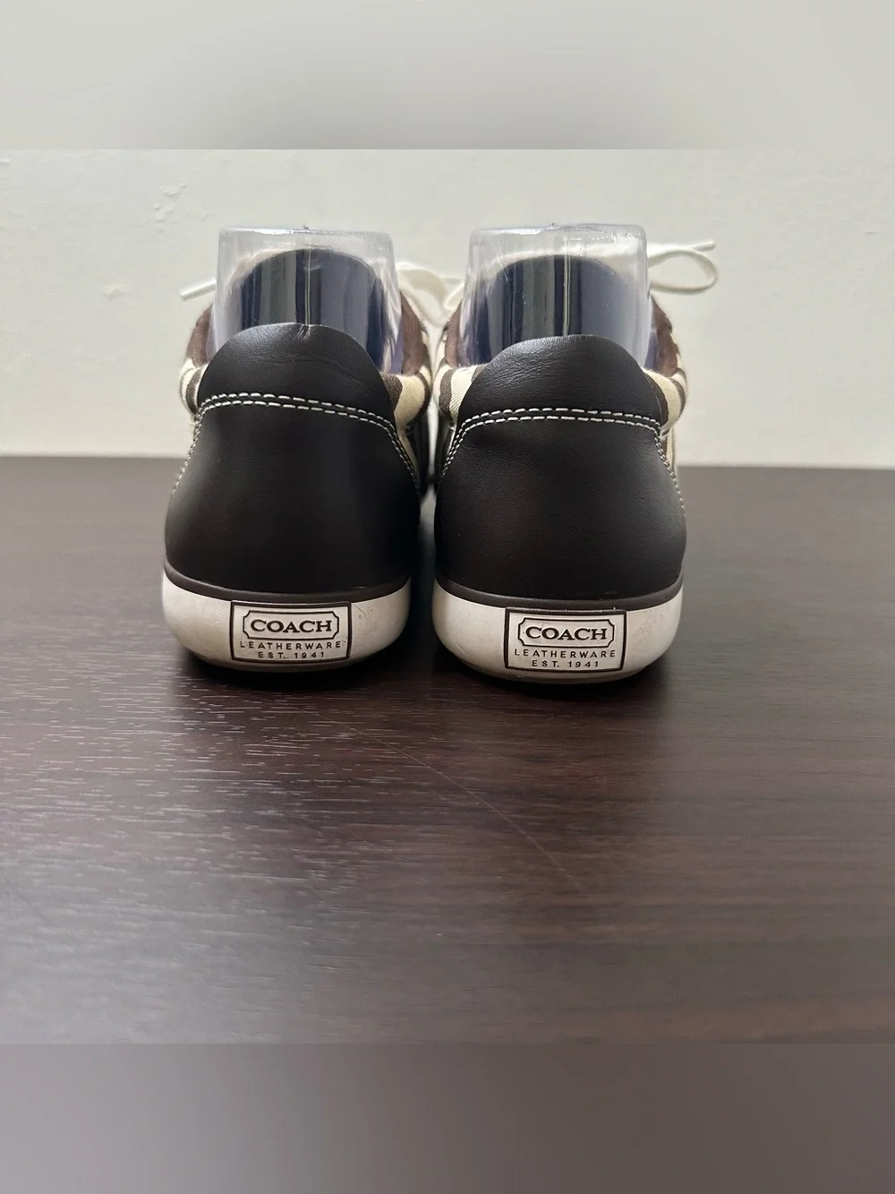 Coach Barrett Zebra Animal Print Canvas Leather Lace-Up Sneakers Rubber Sole 7.5